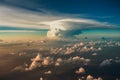 Skys panorama cloudscape offers aerial view of cumulus clouds