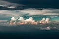 Skys panorama cloudscape offers aerial view of cumulus clouds