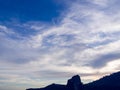 Skyscape, Cirrus birds wings shape or angel clouds sky in the sunrise morning. Royalty Free Stock Photo