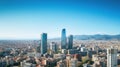 Skyscape of a group of modern office buildings in the city of Barcelona