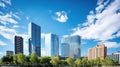 Skyscape of a group of modern office buildings in the city of Barcelona