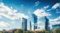 Skyscape of a group of modern office buildings in the city of Barcelona