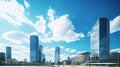 Skyscape of a group of modern office buildings in the city of Barcelona