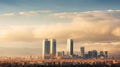 Skyscape of a group of modern office buildings in the city of Barcelona