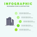 Skyscraper, Architecture, Buildings, Business, Office, Real Estate Solid Icon Infographics 5 Steps Presentation Background