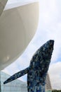 Skyscraper the Bruges Whale in front of the ArtScience Museum at Marina Sands. Singapore