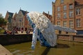 Skyscraper, the Bruges Whale, plastic statue by StudioKCA , part of Bruges triennial 2018