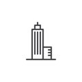 Skyscraper building construction line icon