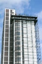 Skyscraper Building with Scaffolding Undergoing Renovations