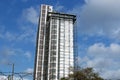 Skyscraper Building with Scaffolding Undergoing Renovations