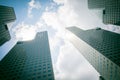 Skyscraper building at singapore - blue whitebalance and green p Royalty Free Stock Photo