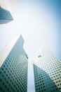 Skyscraper building at singapore - blue whitebalance and green p Royalty Free Stock Photo