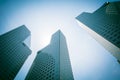 Skyscraper building at singapore - blue whitebalance and green p Royalty Free Stock Photo