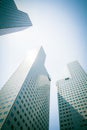 Skyscraper building at singapore - blue whitebalance and green p Royalty Free Stock Photo