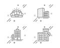 Skyscraper buildings, Arena stadium and Buildings icons set. Loan house sign. Vector Royalty Free Stock Photo