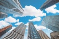 Skyscraper buildings office block towers tower high tall building new york america blue sky clouds working environment windows Royalty Free Stock Photo