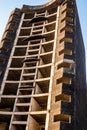 A skyscraper burnt down during construction in the centre of an African metropolis