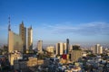 Skyscraper of business center district at Bangkok skyline with blue sky background, Bangkok city is modern metropolis and Royalty Free Stock Photo