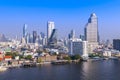 Skyscraper of business center district at Bangkok skyline with blue sky background, Bangkok city is modern metropolis and Royalty Free Stock Photo