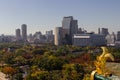 Skyscraper from the castle of Osaka Japan