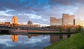 Skyscraper center office new construction. Swedish National Courts Administration Building in Malmo