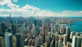 Skyscraper cityscape, high angle view, urban skyline, aerial view generated by AI Royalty Free Stock Photo