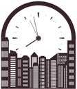 Skyscraper and clock - symbol morning work time