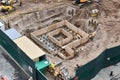 Skyscraper construction site with foundation pit. Royalty Free Stock Photo