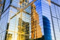 Skyscraper exterior reflection. Sunny summer skyline. Royalty Free Stock Photo