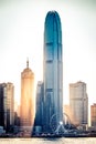 big skyscraper in hongkong with ferris wheel