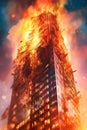 Skyscraper on fire