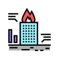 Skyscraper fire test color icon vector illustration