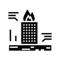 skyscraper fire test glyph icon vector illustration