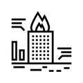 Skyscraper fire test line icon vector illustration