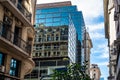 Skyscraper glass facades on a bright sunny day and blue sky. Modern buildings of Buenos Aires, Argentina Royalty Free Stock Photo