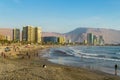 Skyscraper, high modern buildings in the city Iquique in Chile on the seaside