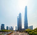 Skyscraper and high-rise office buildings in Shanghai Downtown, China. Financial district and business centers in smart city in Royalty Free Stock Photo