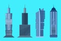 Skyscraper icon set isolated on blue background