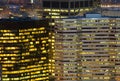 Skyscraper light detail at dusk in american city