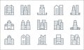 skyscraper line icons. linear set. quality vector line set such as skyscrapers, tall building, town hall, government building, Royalty Free Stock Photo