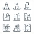 skyscraper line icons. linear set. quality vector line set such as department, government buildings, town, urban property, dome Royalty Free Stock Photo