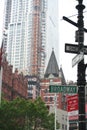 Skyscraper with Broadway road sign