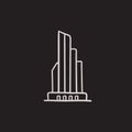 Skyscraper office building sketch icon.