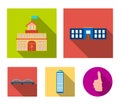 Skyscraper, police, bridge, government house.Building set collection icons in flat style vector symbol stock