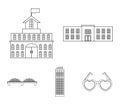 Skyscraper, police, bridge, government house.Building set collection icons in outline style vector symbol stock