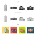 Skyscraper, police, hotel, school.Building set collection icons in black, flat, monochrome style vector symbol stock