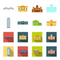 Skyscraper, police, hotel, school.Building set collection icons in cartoon,flat style vector symbol stock illustration Royalty Free Stock Photo