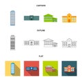 Skyscraper, police, hotel, school.Building set collection icons in cartoon,outline,flat style vector symbol stock