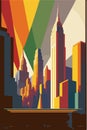 Skyscraper poster in art deco style. Vintage travel illustration. Royalty Free Stock Photo