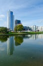 Skyscraper on quay of Svisloch River, Minsk, Belarus Royalty Free Stock Photo